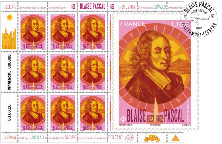 Un timbre Blaise Pascal : des dents pour le roseau pensant