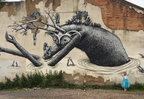 À travers le monde, cet artiste peint une épopée sur les murs