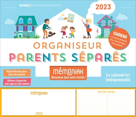 Organiseur Parents séparés Mémoniak, calendrier familial mensuel (sept.  2022- déc. 2023). Edition 2022-2023 - Virginie Chiodo