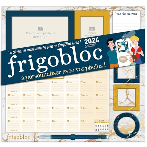 Frigobloc mensuel à personnaliser avec vos photos ! (de septembre 2023 à  décembre 2024). Le calendrier mensuel maxi-aimanté pour se simplifier la  vie ! Edition 2024 - Playbac