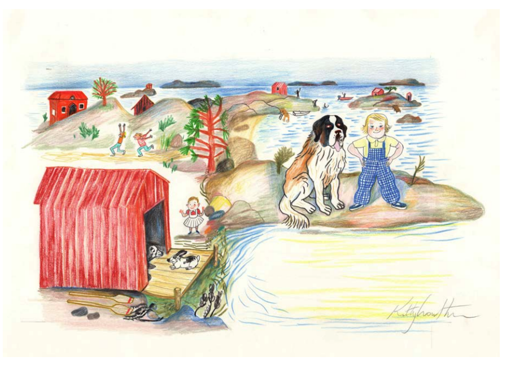 Nous, les enfants de l’archipel (couverture) Dessin original pour l’album Nous, les enfants de l’archipel Crayons de couleur, 40x30 cm