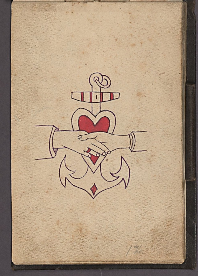 Tattoo pattern book, W. Christiansen, 1897 (Courtesy, The Winterthur Library)