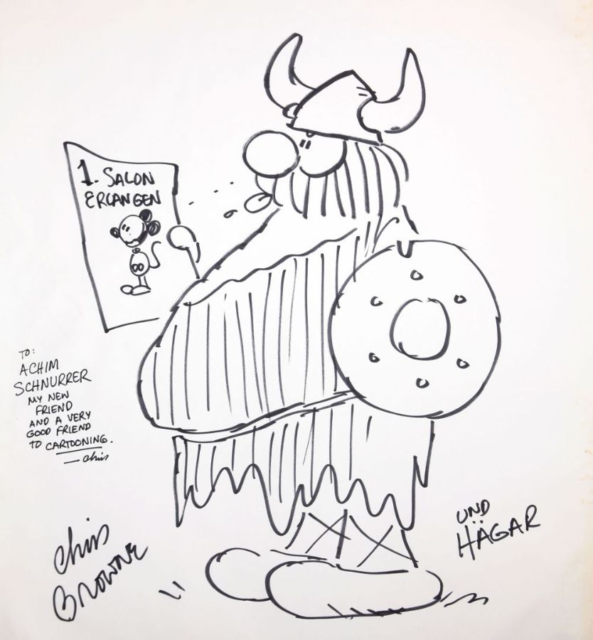 Ce dessin original non daté d’Hägar Dunor a été réalisé par Chris Brown pour le journaliste, auteur et collectionneur Achim Schnurrer
