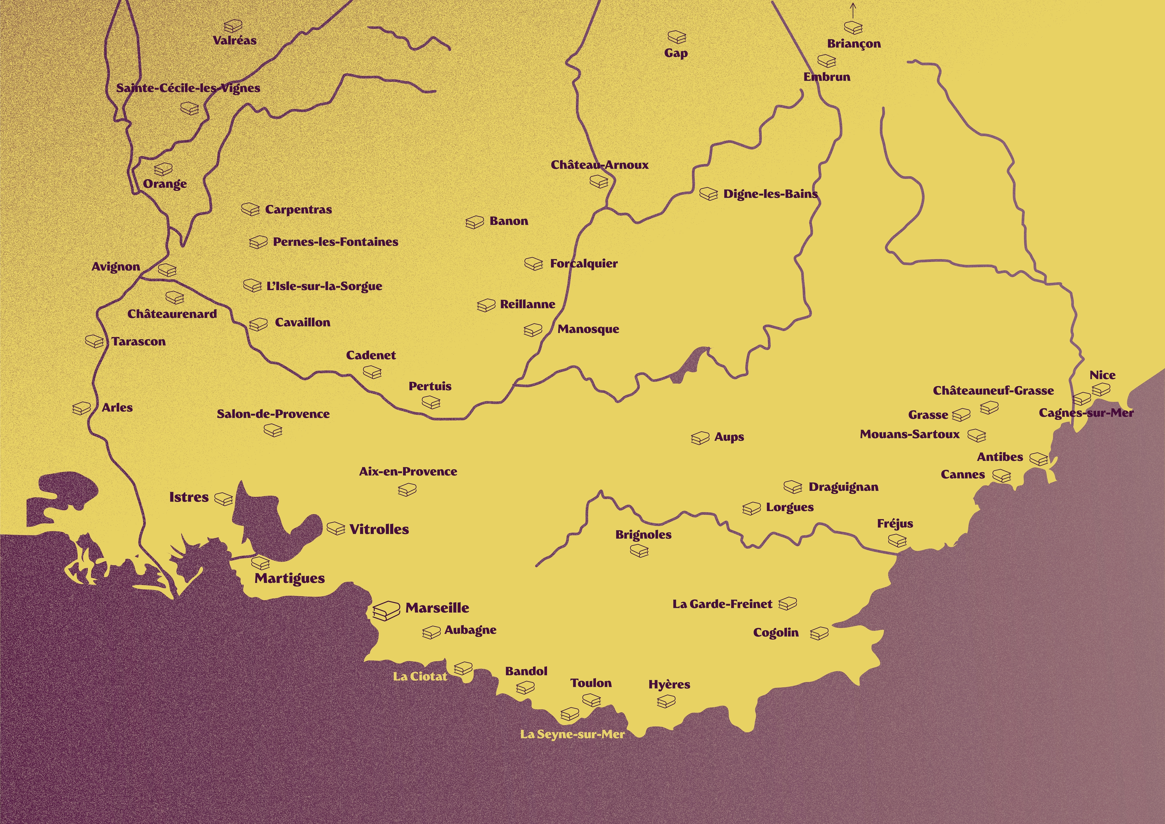 Carte du réseau des Libraires du Sud