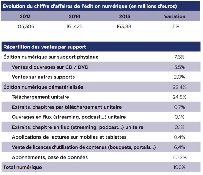 Livre numérique : un marché de 250 millions d'euros en 2015 en France