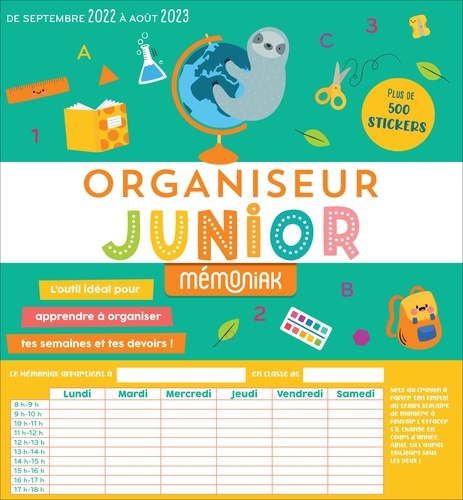 Organiseur Junior Mémoniak, calendrier mensuel scolaire pour