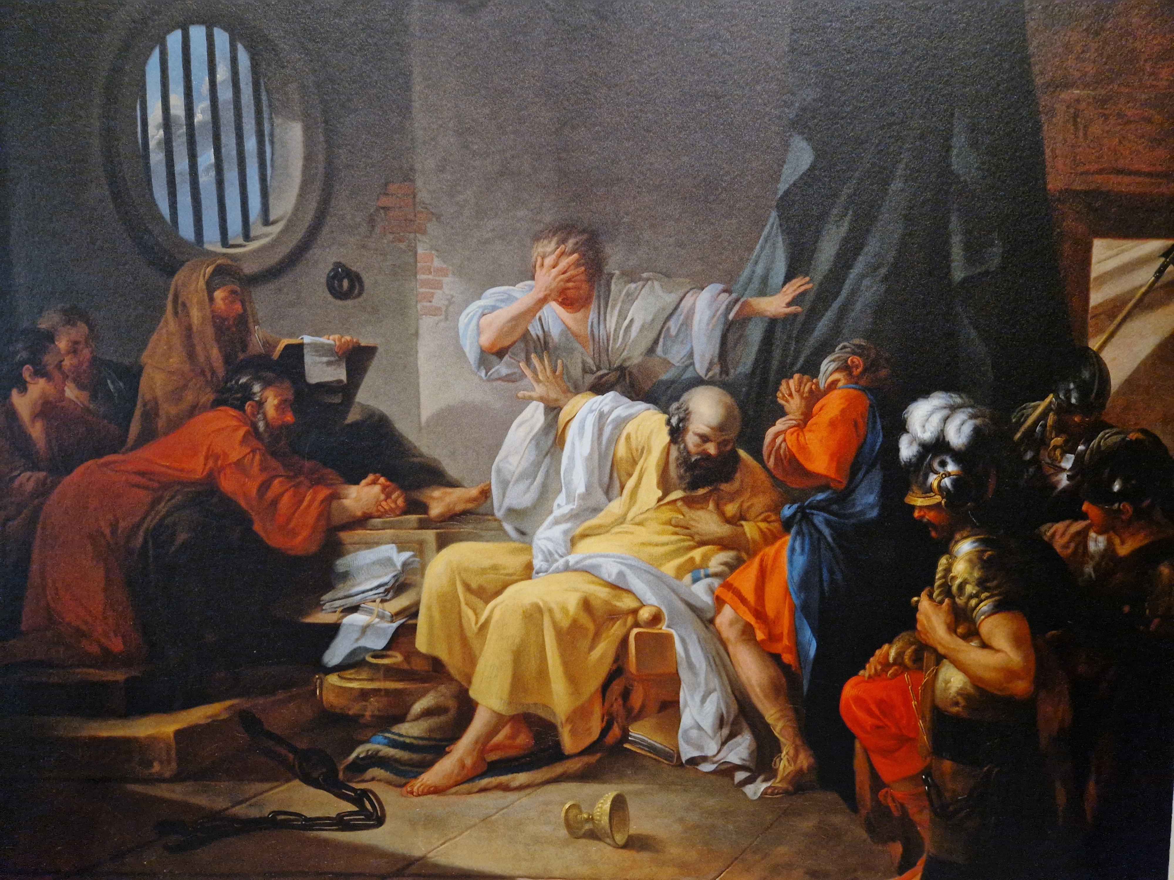 Reproduction de La Mort de Socrate, de Jacques de Saint-Quentin. 1762 - Huile sur toile. ActuaLitté.