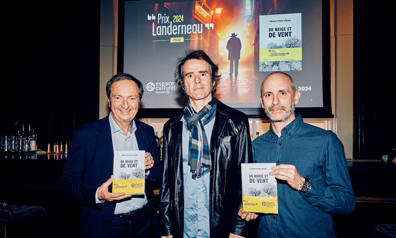 Michel-Édouard Leclerc, Sébastien Vidal et Colin Niel. Prix Landerneau Polar.