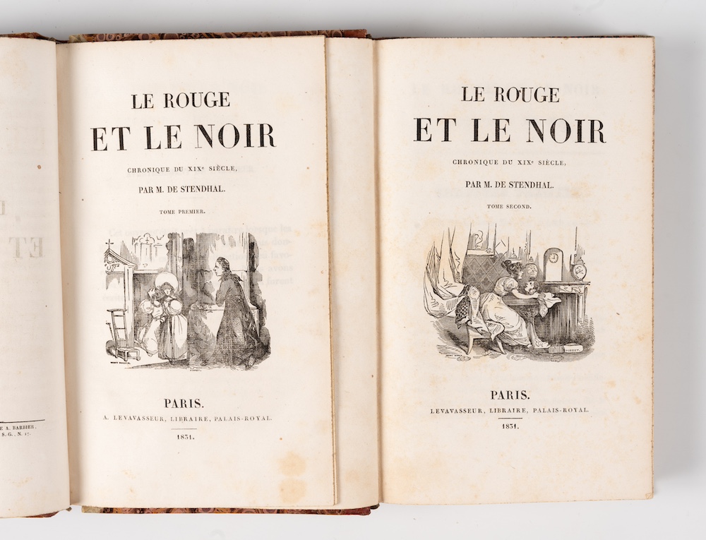 Exemplaire de Le Rouge et le noir, en reliure de l'époque, provenant de la bibliothèque de Félix Faure (cachet). Estimation 15.000 / 20.000 €