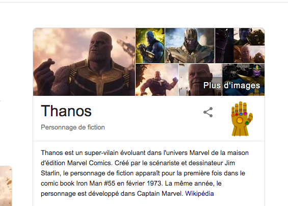 Le Gant de l'Infini de Thanos, de quoi mettre l'univers, et Google