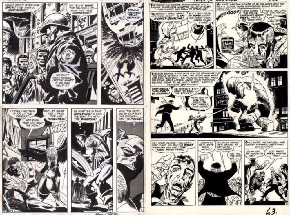 Exemple des planches de Captain America et Tales To Astonish exposées
